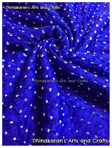 DARK BLUE Pure Gajji Silk Bandhani Fabric