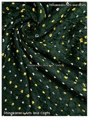 DARK GREEN Pure Gajji Silk Bandhani Fabric