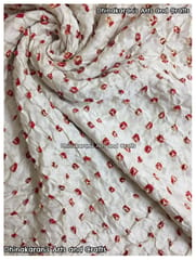 WHITE Pure Gajji Silk Bandhani Fabric