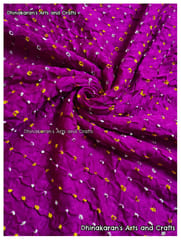 Purple Pure Gajji Silk Bandhani Fabric