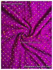 Purple Pure Gajji Silk Bandhani Fabric