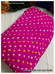 PINK Pure Gajji Silk Bandhani Fabric