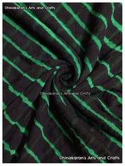 Black & Green Lehariya Fabric