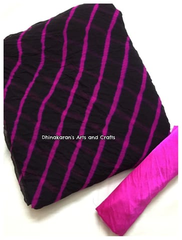 Black & Pink Lehariya Fabric