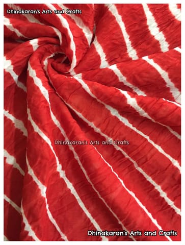 Red Cotton Lehariya Fabric