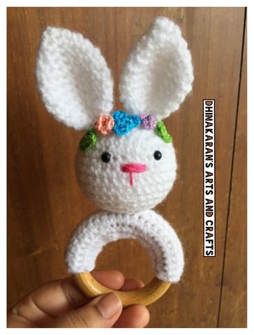 Rabbit Crochet Baby Ring Rattle