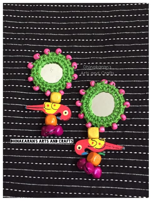 Gulaabo Kutchwork Mirror Tassels/Buttons-(59)