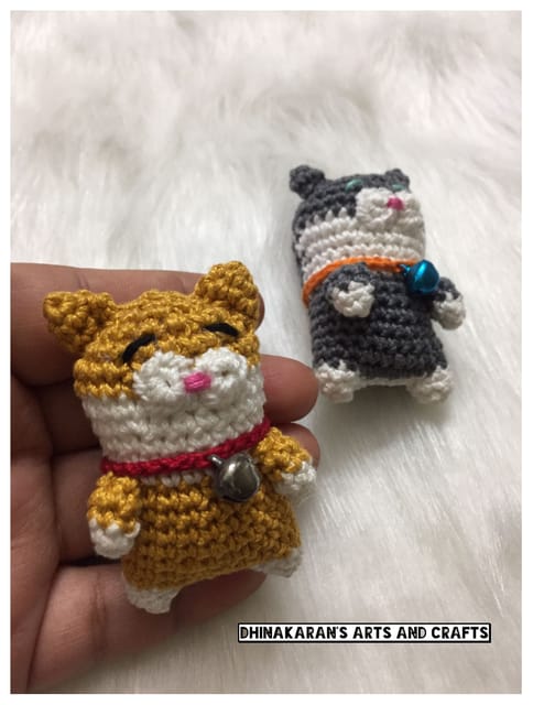 Miniature Cat Crochet Soft Toy-YELLOW
