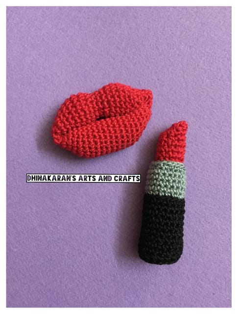 Lip Stick n Lips Miniature Crochet Soft Toy