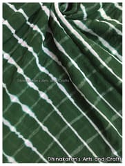 Dark Green Lehariya Fabric