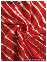 Red Cotton Lehariya Fabric