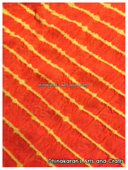 Bright Orange Cotton Lehariya Fabric
