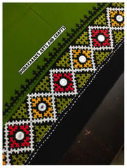 Mehndi Green & Black Double Color Kutchwork Blouse Piece