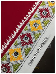 Maroon n White Double Color Kutchwork Blouse Piece