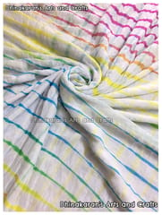 Multicolor White Georgette Lehariya Fabric