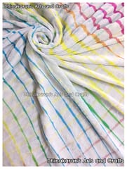 Multicolor White Georgette Lehariya Fabric