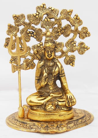 Showpiece Mahadev God Idol Statue Under Tree  - 6.5*5.2*8.5 inch (AS349 G)