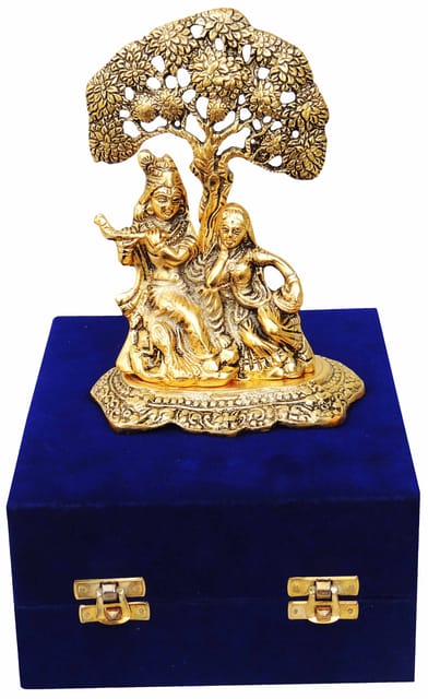 Showpiece Radha Krishna Statue Sitting On Tree - 5*3*7 inch (AS179 G)