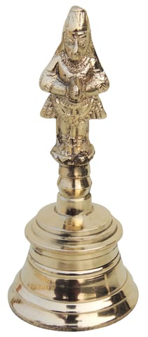 Brass Pooja Hand Bell, Hanuman Ganti (1/5) (MOQ-  5 Pcs.) - 2.1*2.1*5 inch (F677 E)