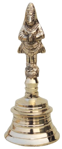 Brass Pooja Hand Bell, Hanuman Ganti (1/4) (MOQ-  4 Pcs.) - 2.5*2.5*5.6 inch (F677 F)