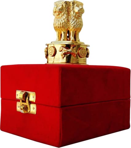 Brass Table Decor Showpiece Ashok Lath With Velvet Box - 2*2*3 inch (B273)