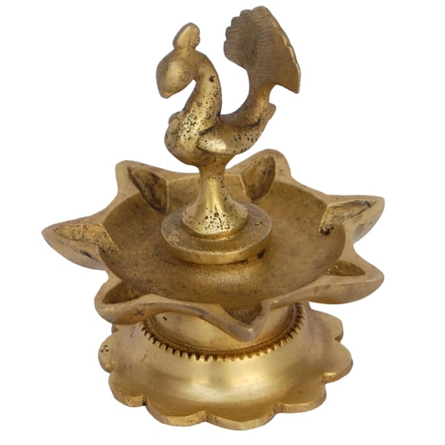 Brass Peacock Diya Jyoti Deepak Oil Lamp 7 Wicks  - 2.5*2.5*3.5 inch (BS1173 A)