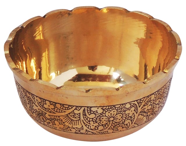 Brass Bowl Katori Flower Design - 4*4*2 inch (Z275 A)