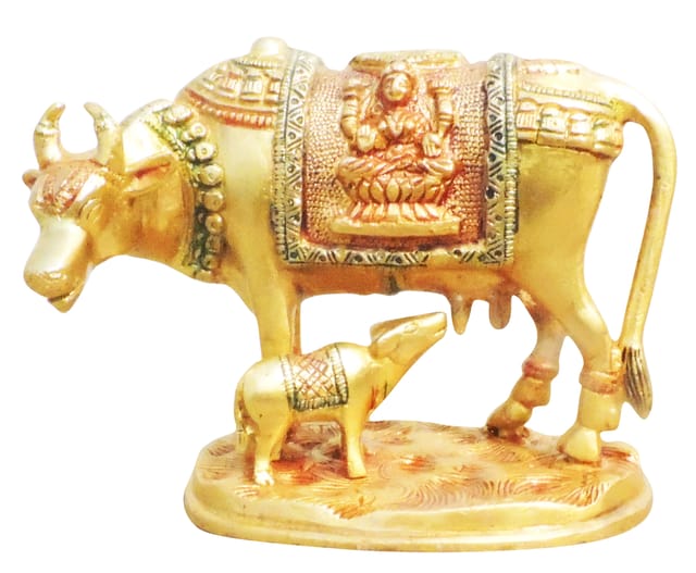 Brass Showpiece Cow With Calf Statue - 6.6*3.2*4 inch (BS1012 A)