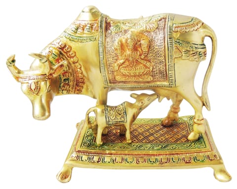 Brass Showpiece Cow With Calf Statue - 8.3*5*6.4 inch (BS1013 A)