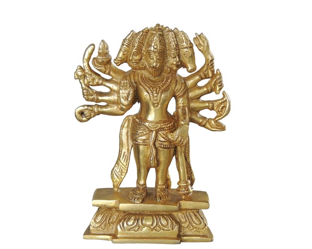 Brass Panchmukhi Hanuman Idol Murti Statue - 4*2*7 inch (BS1039 F)