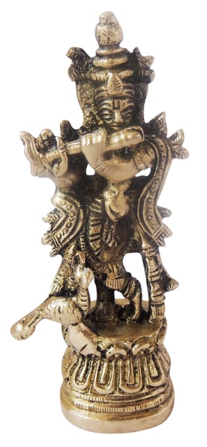 Brass Showpiece Krishna God Idol Statue  - 2*1.5*4.1 inch (BS1136 C)