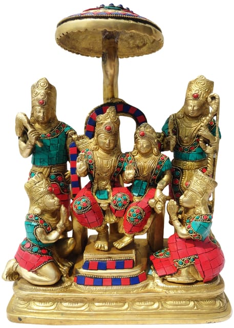Brass Showpiece Ram Darbar Stone God Idol Statue  - 10*5*14 inch (BS330)