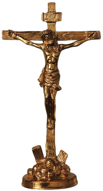 Brass Showpiece Jesus & Cross God Idol Statue  - 4*3*12 inch (BS288)