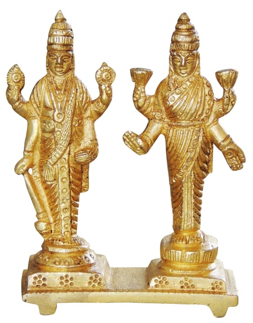 Brass Showpiece Vishnu Laxmi God Idol Statue  - 3*1.5*4 inch (BS1054 C)