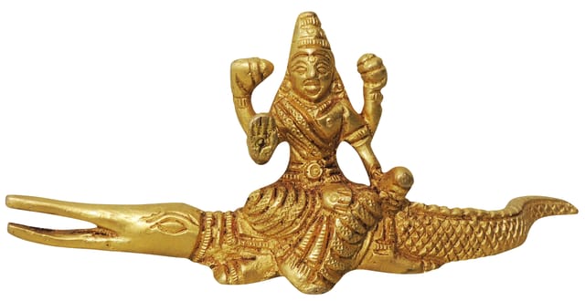 Brass Showpiece Ganga Ji Sitting On Crocodile - 5.5*1*2.5 Inch (BS814 A)