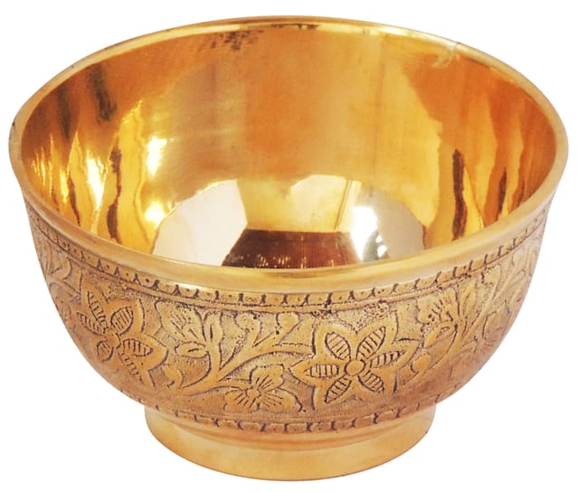Brass Bowl Katori Embose Design - 4*4*2.2 inch (Z276 A)