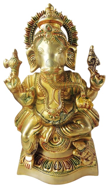Brass Showpiece Ganesh Ji Statue - 12*6*18 inch (BS1125 G)