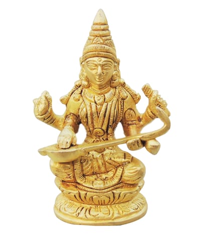 Brass Showpiece Saraswati Ji Statue - 2.5*1.5*3.6 inch (BS1261 A)