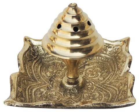 Brass God Temple Agardan, Agarbatti Stand Plate Square - 2.3*2.3*1.7 inch (Z205 C) (MOQ : 6 Pcs)