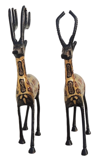 Brass Showpiece Deer Pair Statue - 6.5*1.5*9.5 Inch (AN022)