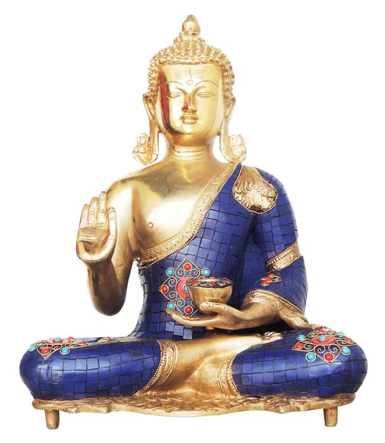 Brass Showpiece Buddha With Lota - 11.2*8*15.3 Inch (BS988 A)
