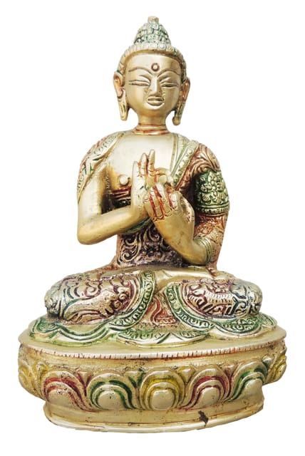 Brass Showpiece Budha Statue In Colour Finish - 4.5*3.5*7.4 Inch (BS935 A)