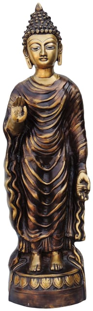Brass Showpiece Standing Budha Statue - 7.5*6*25 Inch (BS723 A)