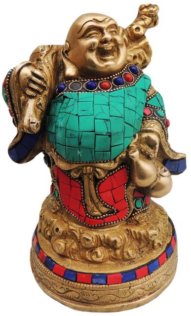 Brass Showpiece Laughing Buddha Statue - 5*4*7 Inch (BS529)