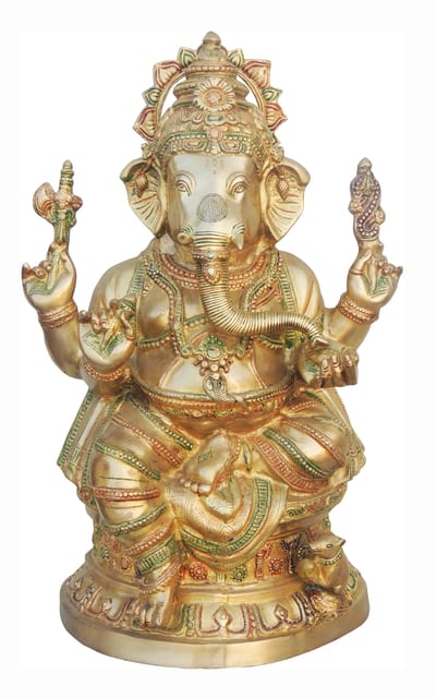 Brass Showpiece Ganesh Ji Big Statue - 18*11.8*26.8 Inch (BS739)