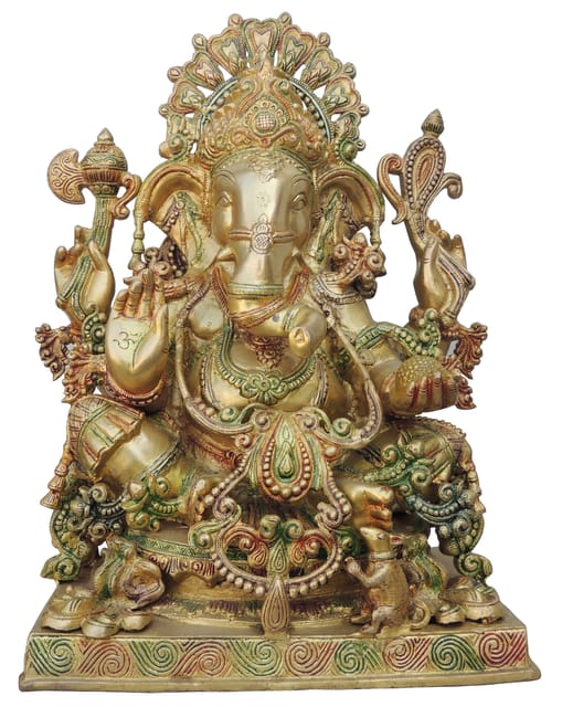 Brass Showpiece Ganesh Ji Statue - 14.3*8*19.2 Inch (BS658)