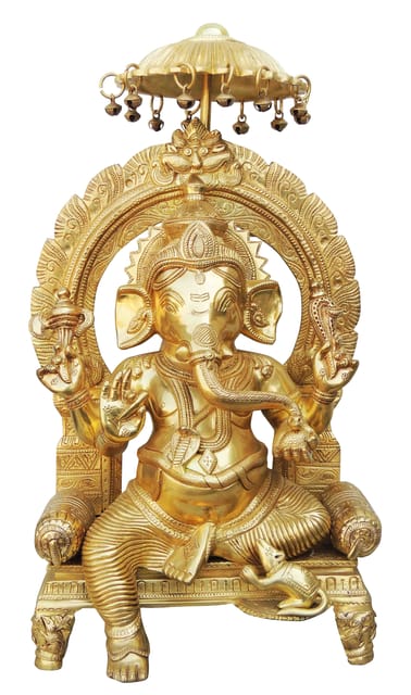 Brass Showpiece Umberala Ganesh Ji Statue - 12*10.2*18 Inch (BS383)