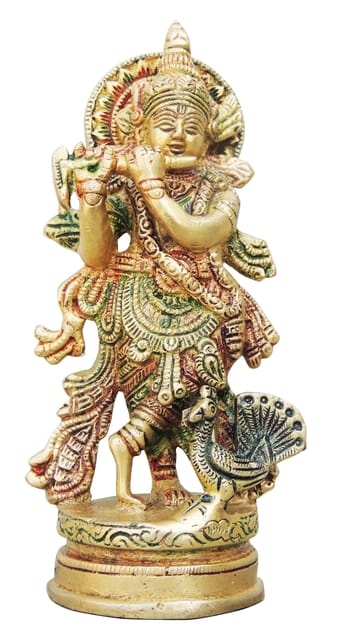 Brass Krishna Colour Statue-3.3*2.5*6.8 (BS938)