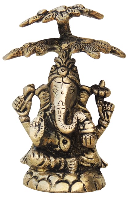 Brass Showpiece Ganesh Statue  - 3*3*3.5 Inch (BS1223 G)