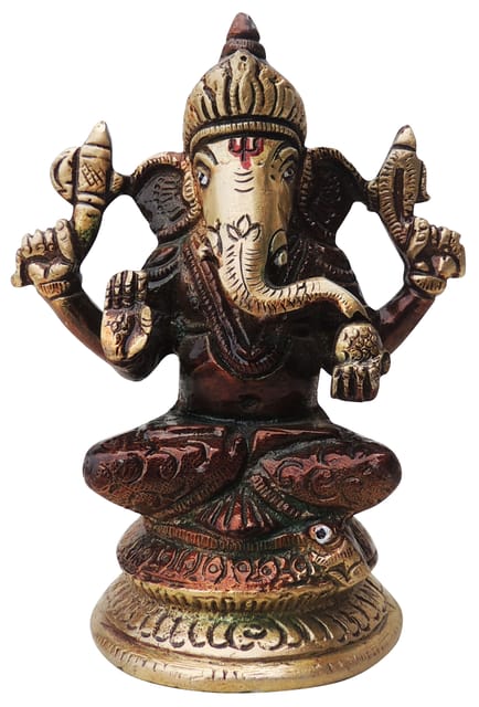 Brass Showpiece Ganesh Ji Statue  - 3.5*2.2*4.3 Inch (BS1287 G)